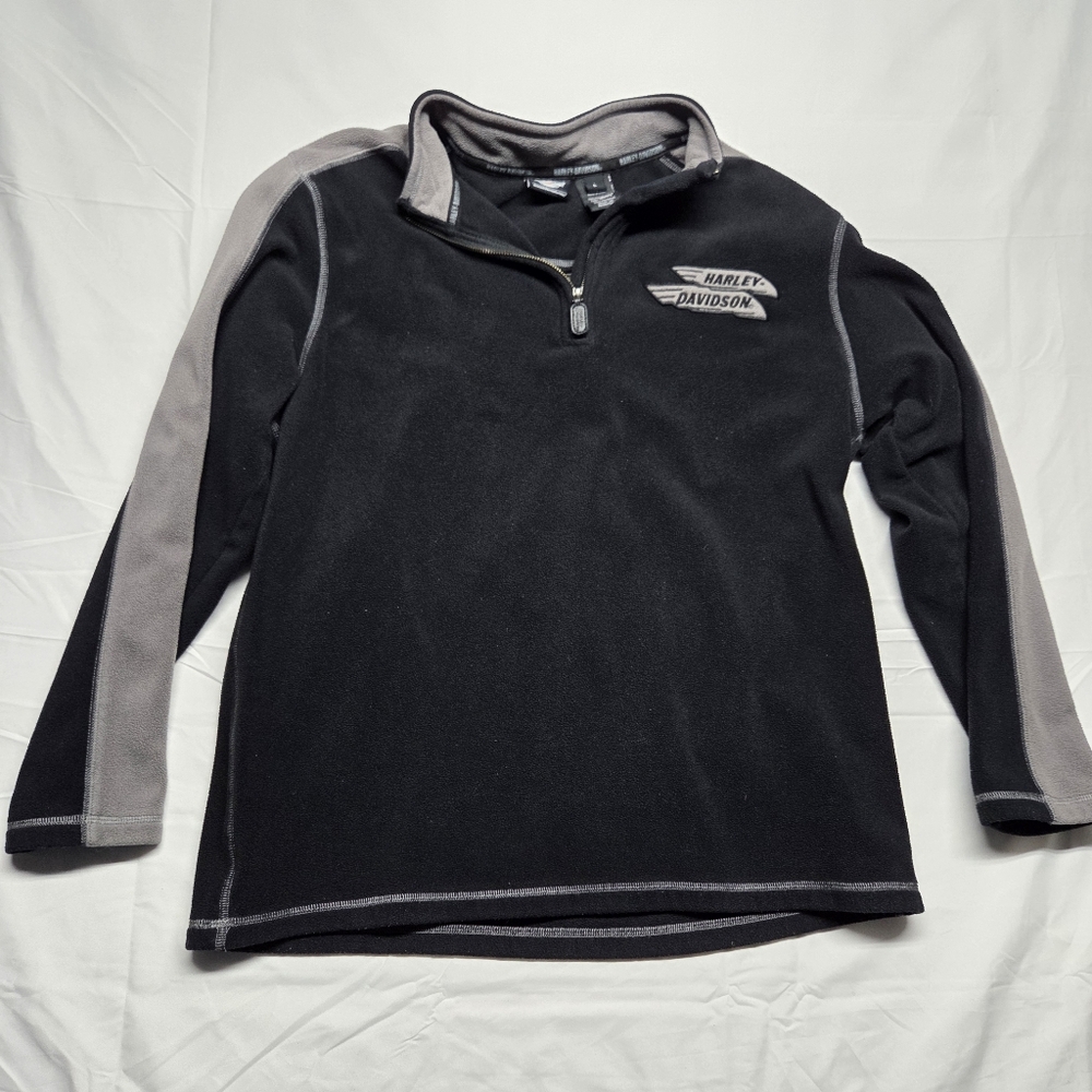 Harley Davidson Black and Gray Men's Sweater 1/4 Zip Motorcycle